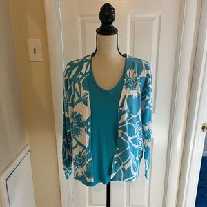 St. john's Bay light weight sweater with matching vneck tee